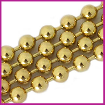 DQ Ballchain / bolletjesketting 3 mm Goud per 10cm