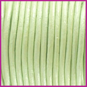 DQ leer rond 2 mm Metallic Tender lime green per 50cm