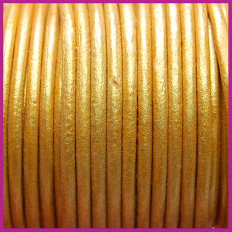 DQ leer rond 2 mm Honey gold metallic per 50cm