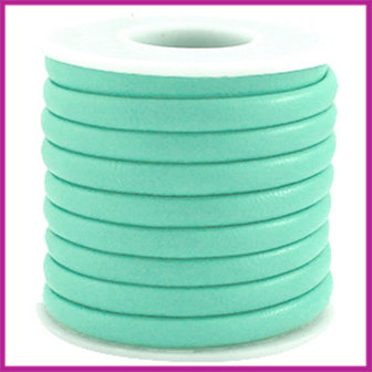 Gestikt leer imitatie 6x4mm Groen turquoise per cm