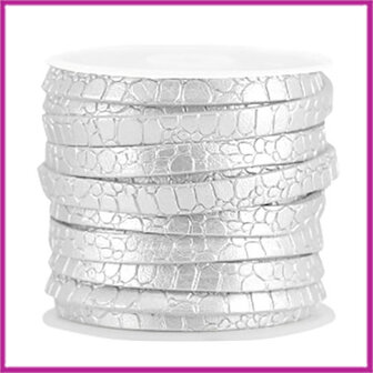 Imitatie leer plat croco 5mm Zilver per cm