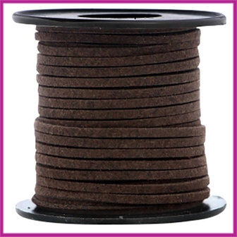 Imitatie suede veter 3mm Dark chocolate brown per meter