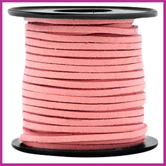 Imitatie suede veter 3mm Coral rose per meter