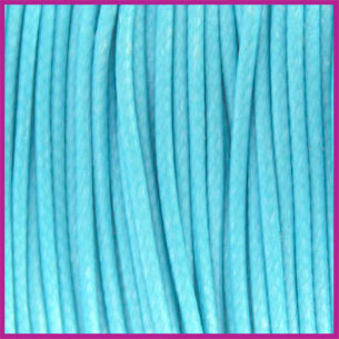 Waxkoord (polyester) &oslash;1mm Aquamarine blauw per meter