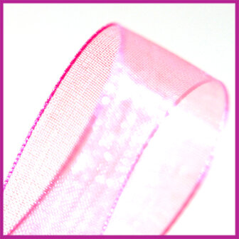 Organza lint 15 mm roze per meter