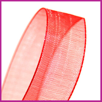 Organza lint 15 mm rood per meter