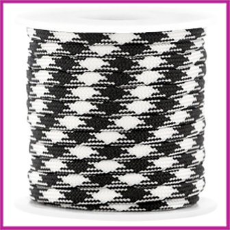 Trendy surfkoord plat 4mm black-white per 20cm