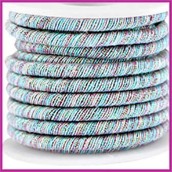 Trendy koord metallic 5mm red / light blue per 20cm