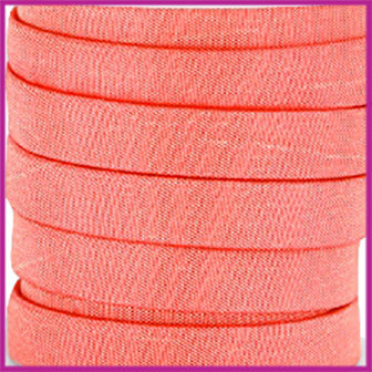 Trendy Jean-Jean glansstof koord plat 10mm Coral pink per 20cm