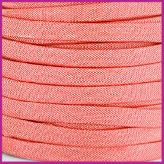 Trendy Jean-Jean glansstof koord plat 5mm Coral pink per 20cm