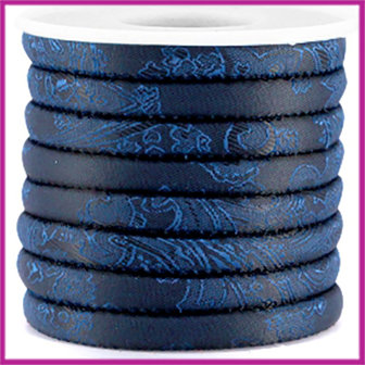 Trendy barok gestikt koord 6x4mm Midnight blue per cm