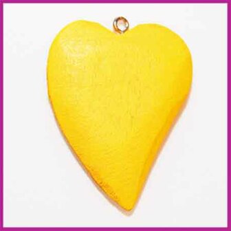 Houtenkraal hanger hart oker geel