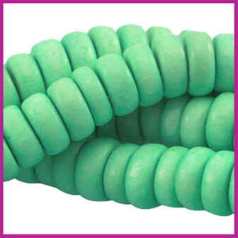 Houten kraal disc 8x4mm nature Gumdrop green