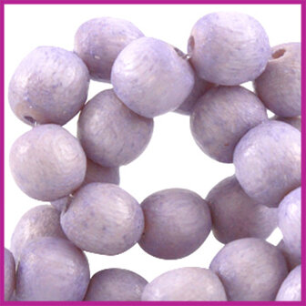 Houten kraal rond &oslash;6 aardse tinten Stonewash purple