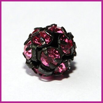 Strassbal zwart roze &oslash;8 mm