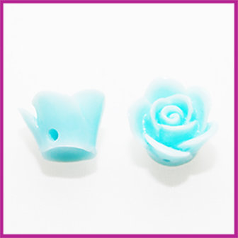Kunststof kraal roos 12mm Licht azuur blauw