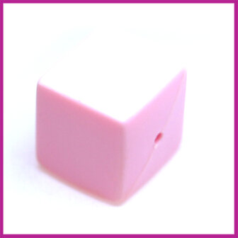 Kunststofkraal kubus pastel roze