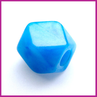 Kunststofkraal kubus klein blauw