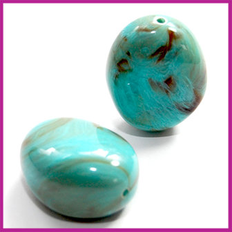 DQ acryl kunststof kraal fantasie marmer turquoise