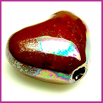 Keramiek groot hart luster olie bordo-paars