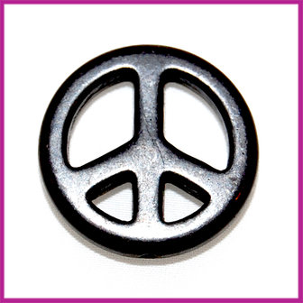 Keramiek peace kraal 25mm zwart