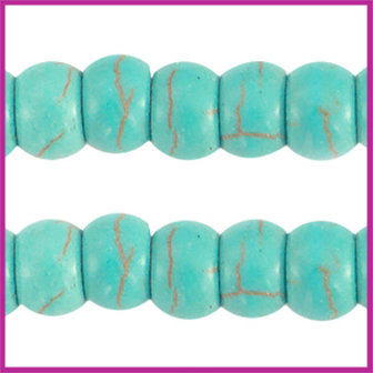 Keramiek turquoise kraal disc 6x4mm turquoise blue