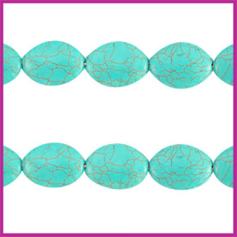 Keramiek turquoise kraal ovaal 25x18mm turquoise blue
