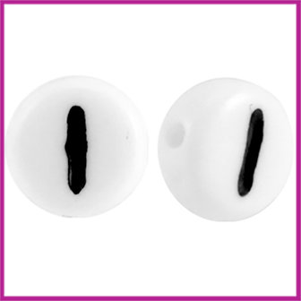 Letterkraal acryl wit/zwart rond 7 mm I