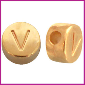 DQ letterkraal metaal rond 7 mm V Goud