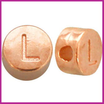 DQ letterkraal metaal rond 7 mm L Rosegold