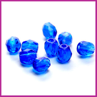 Glaskraal Tsjechisch facet 4mm kobalt blauw
