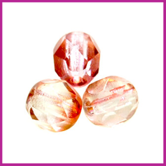 Glaskraal Tsjechisch facet 6mm Luster transparant pink