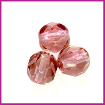 Glaskraal Tsjechisch facet 6mm Dark Vintage Rose