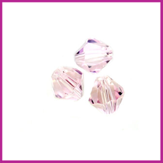 Glaskraal facet bicone 4mm Light Rose