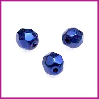 Glaskraal Tsjechisch facet 6mm blauw paremoer