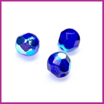 Glaskraal Tsjechisch facet 6mm blauw AB