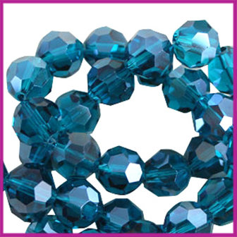 Glaskraal top facet rond 6mm Blue Zircon