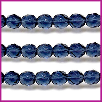 Glaskraal Tsjechisch facet 5mm Montana blauw