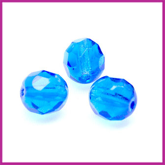 Glaskraal Tsjechisch facet 8mm kobalt blauw
