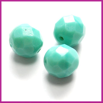 Glaskraal Tsjechisch facet 8mm turquoise groen Fire-Polished