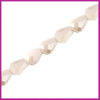 Top facet druppel 3x6mm Light beige half diamond coating