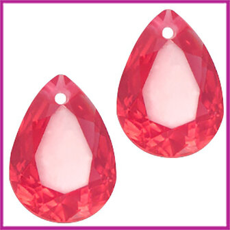 Facet druppel hanger10x14mm Rose red opal