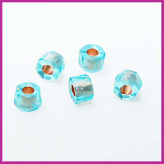 Glaskraal facet Aqua met koper kern 5x4mm