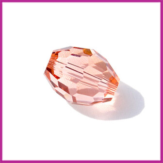 Glaskraal facet kristal ovaal 14x11mm vintage rose