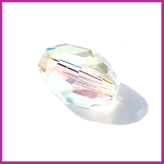 Glaskraal facet kristal ovaal 15x11mm crystal AB