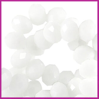 Glaskraal top facet disc 6x4mm White opaque