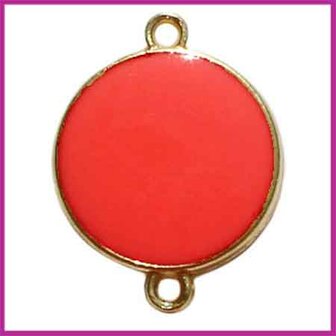 Metaal bedel 2-ogen rond goud - fiery red