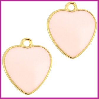 Metalen bedel hart ca. 16x14mm goud - light peach