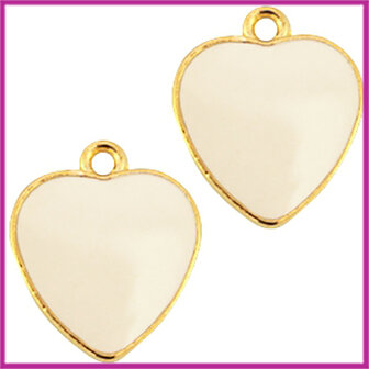 Metalen bedel hart ca. 16x14mm goud - beige