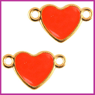 Metalen tussenstuk hart ca. 17x10mm goud - coral pink